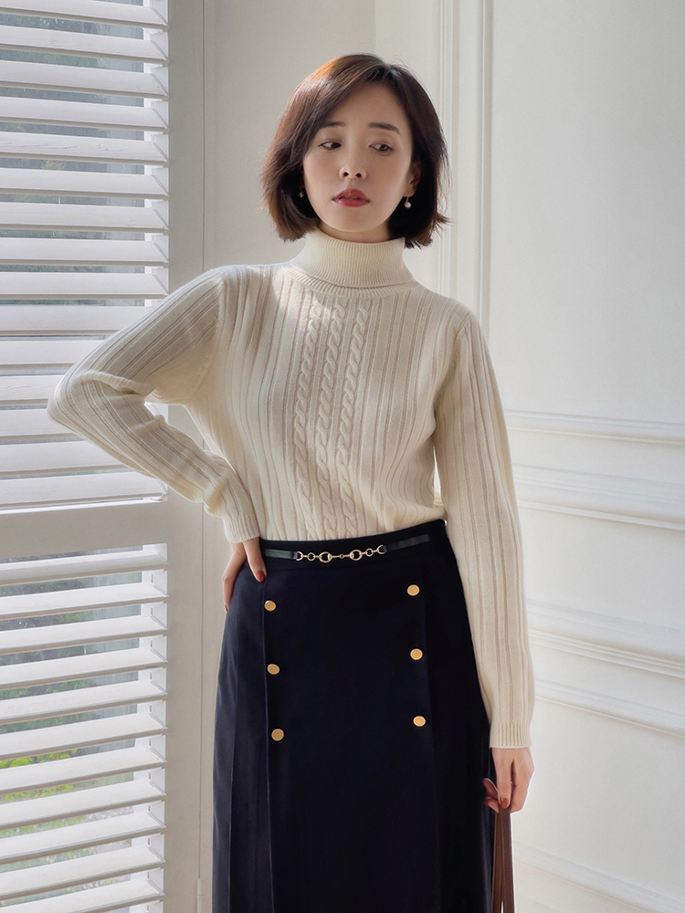 墨绿色 冬季怎么穿半身裙才好看,结合上毛衣保暖舒适,高级优雅又减龄