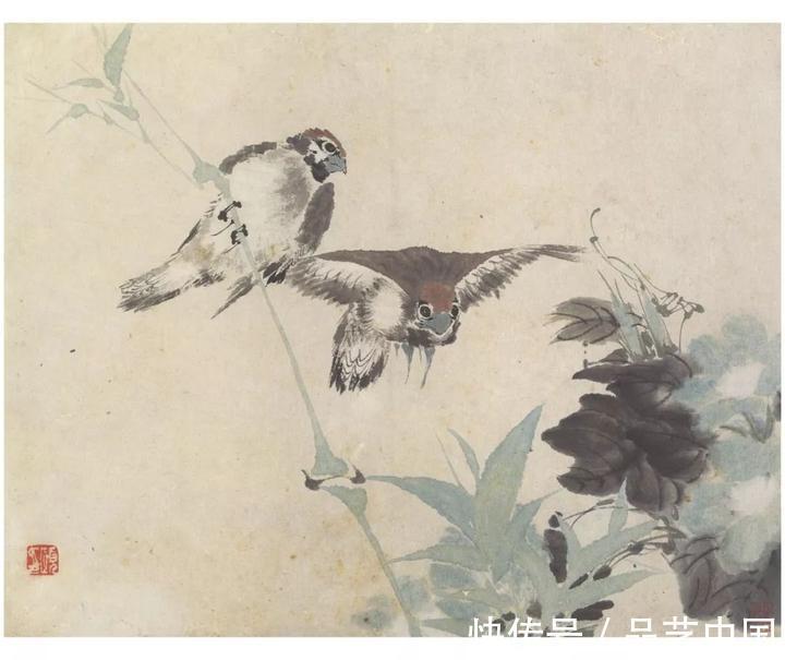 吴昌硕@任伯年的小品,色感十足