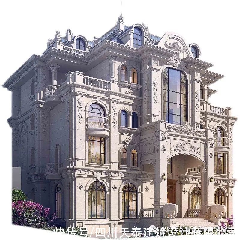 建房|四川南充欧式豪华别墅带挑空客厅 大露台设计 建房设计旋转楼梯