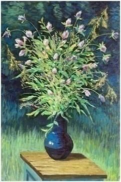 画家#一朵野花觅仙境,刘子舆《夏花》入选俄“隆咖艺术展”