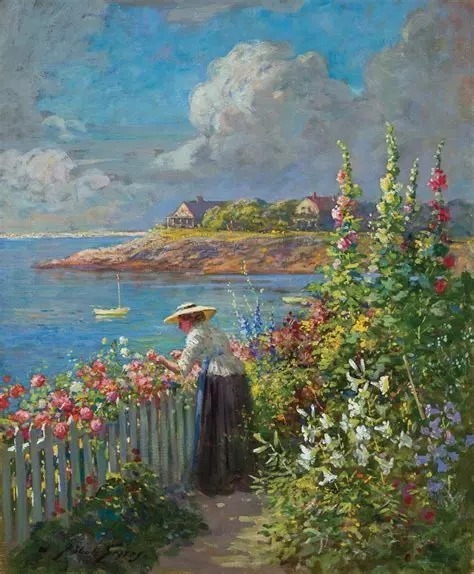 油画&19世纪油画里的性感女人,她们漫步花园时,天堂也不过如此了!