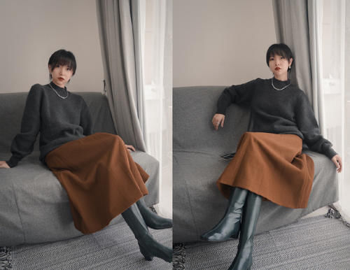 “毛衣＋半身裙”初春这样穿，时髦又撩人，气质很加分