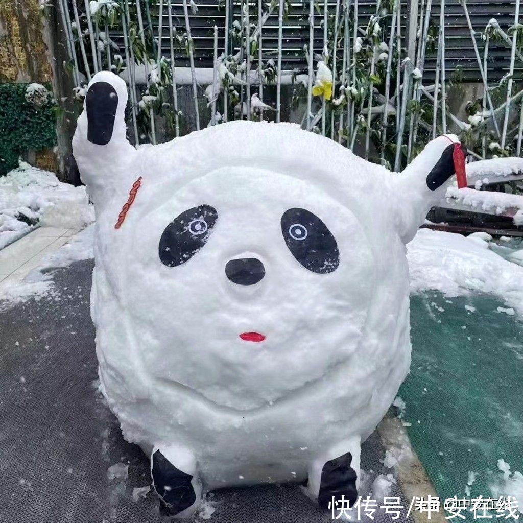 客户端讯|合肥朋友圈晒雪人大赛：我也实现“冰墩墩”自由啦