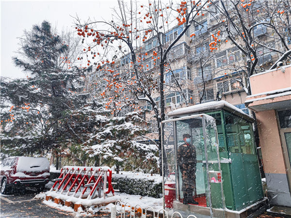 摄影|北京迎初雪 武警官兵雪中坚守保平安