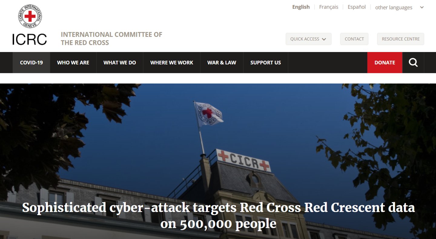 红十字会|红十字国际委员会遭网络攻击，超 51.5 万人信息被黑