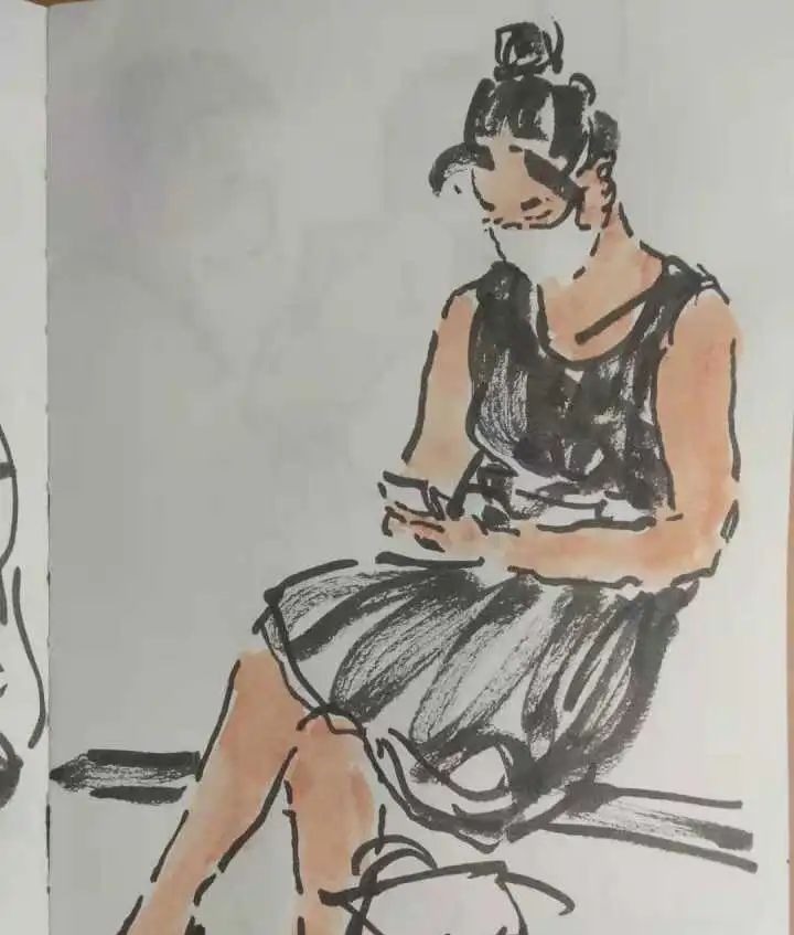 杭州地铁2号线@3年画了12000多幅!地铁早晚高峰上,他画了这些偶遇的人