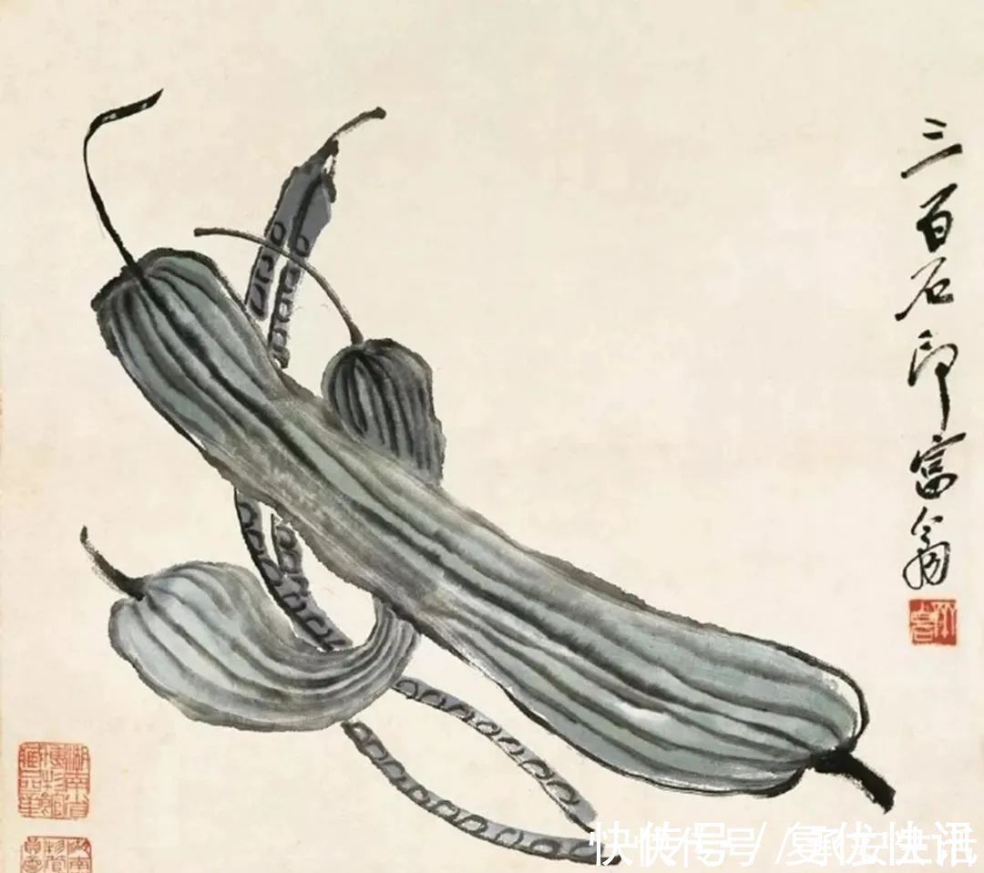 写意画#写意画大师吴昌硕,认为齐白石只学到了皮毛,其实则不然