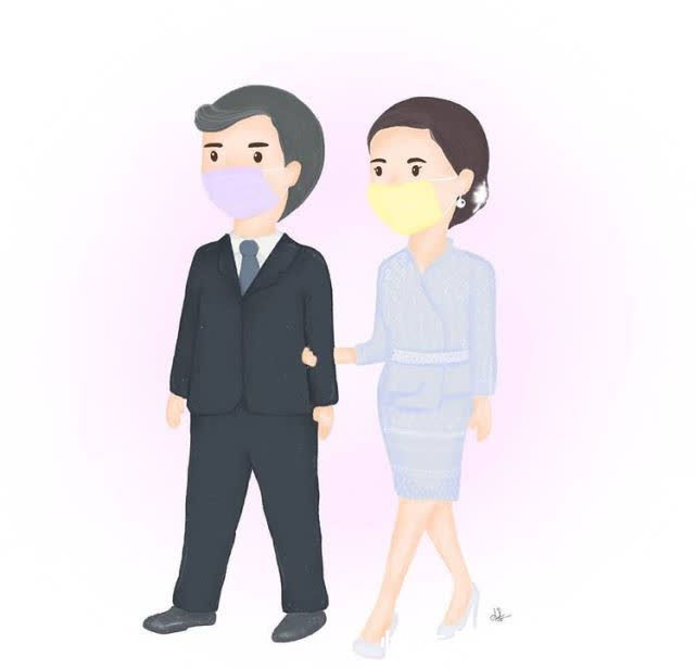 职业装|苏提达和泰王最新卡通漫画出炉!帝后果然配,王后收腰蓝裙好高贵