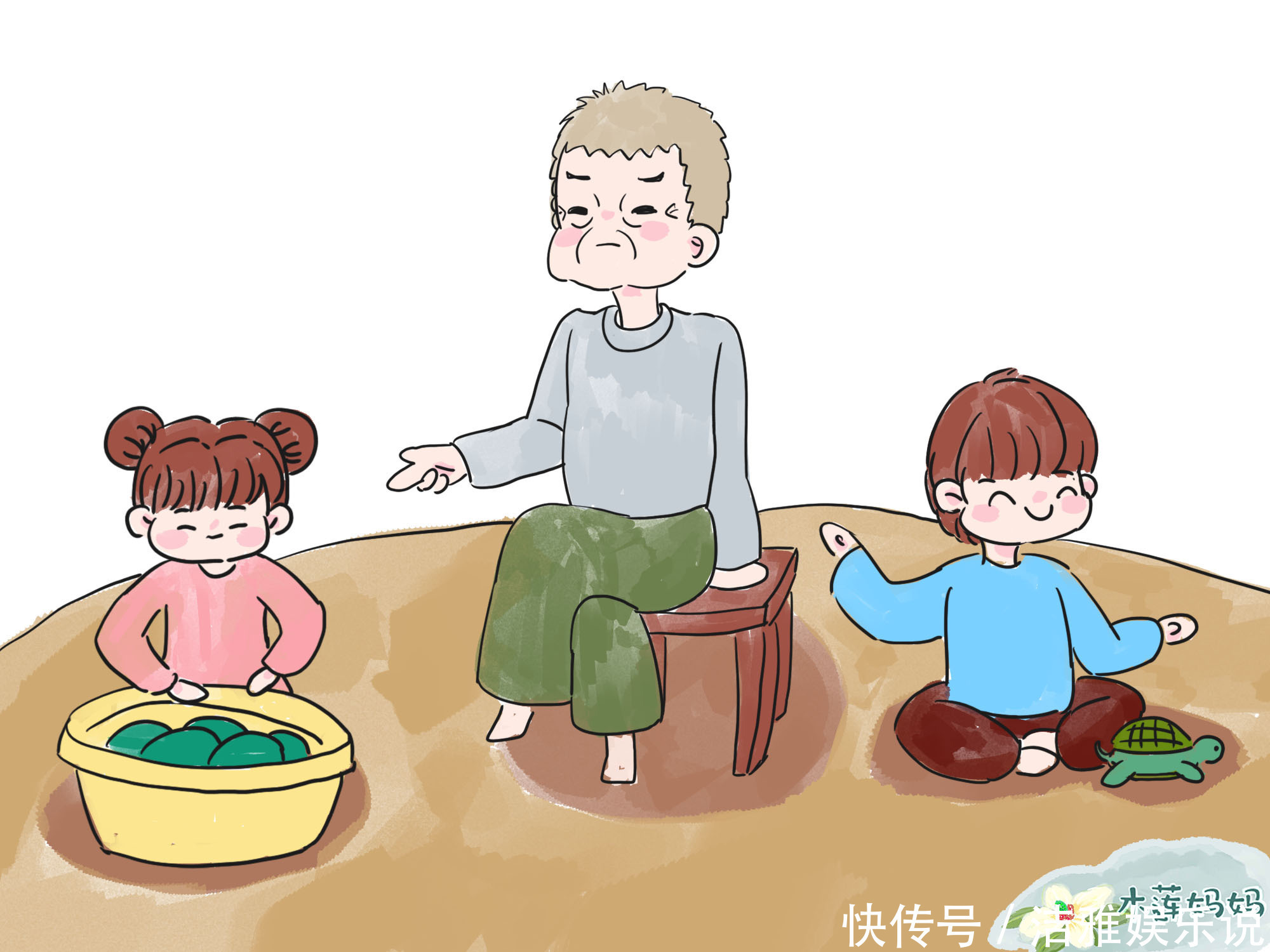 爷爷让3岁孙女做家务,同岁孙子一旁玩,两年后的变化让爷爷心塞