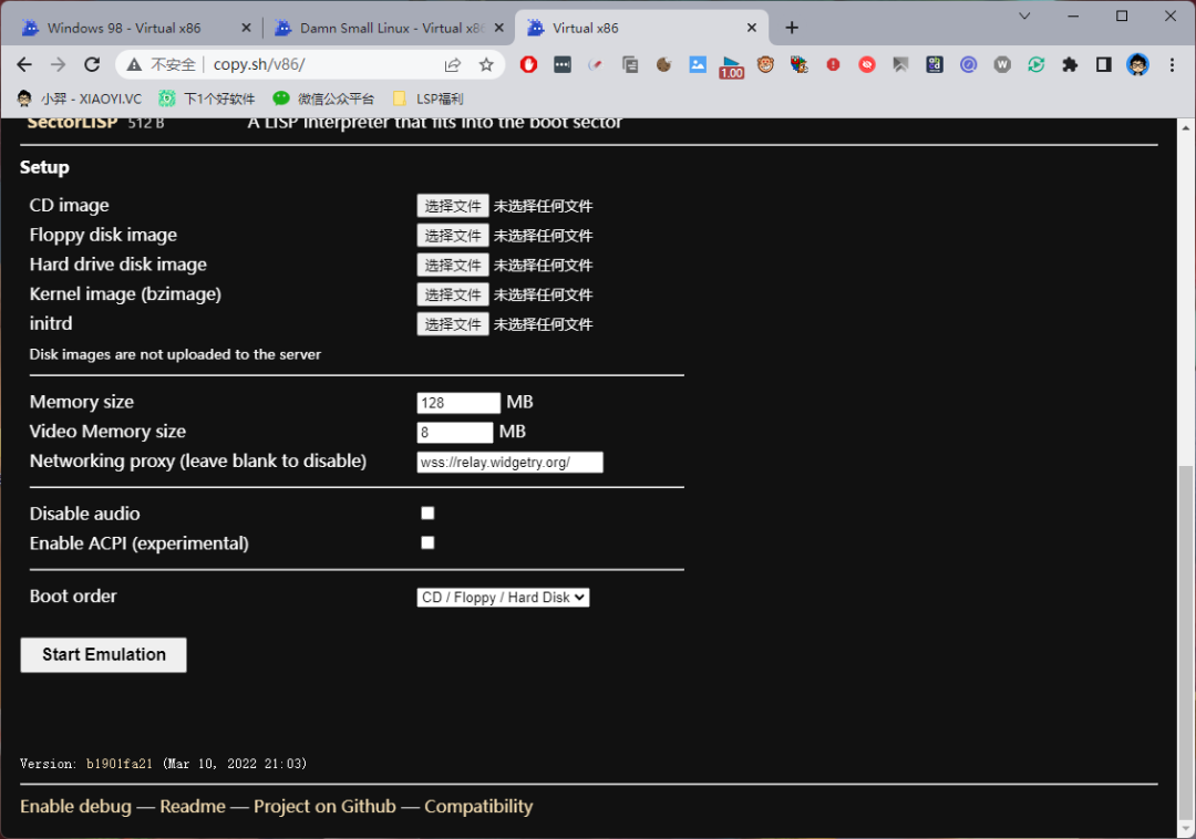 在浏览器上运行 Windows / Linux 各种系统:Copy.sh-2