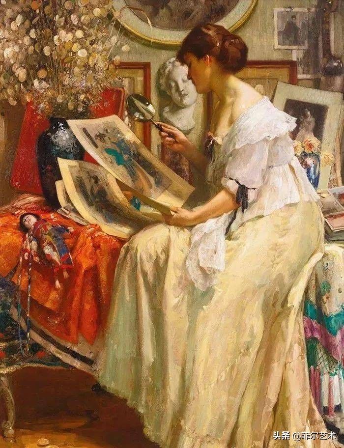 艺术家|艺术家弗尔南·图森特古典油画中的女人，精致高雅，飘逸风流
