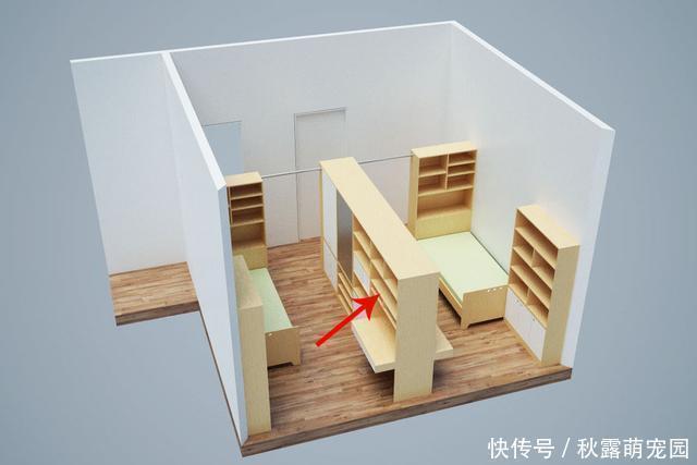 床头|越来越多二胎家庭都不做上下铺了!书架当隔断,一儿一女一人一间