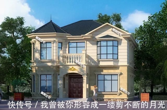 浅黄色|宽11米左右的农村别墅，八角窗、飘窗和落地窗，样样不落