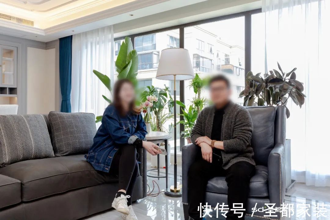 家居|206㎡大户型装修案例:超大横厅+衣帽间+景观阳台,神仙配色 心动