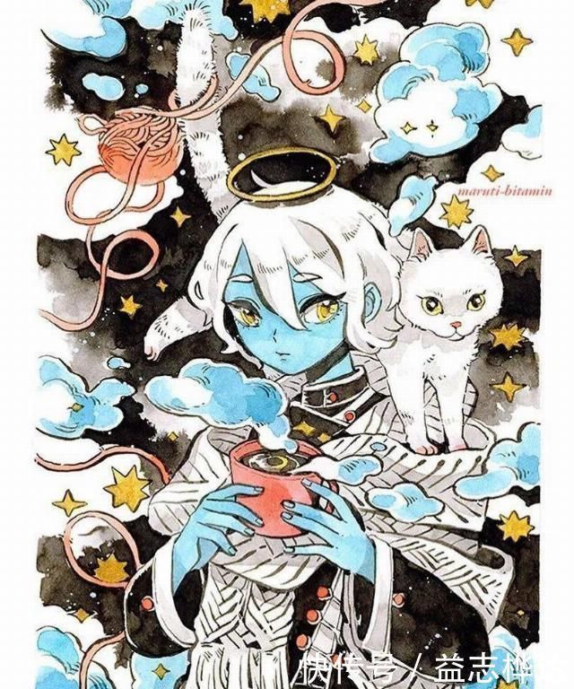 插画$哇马克笔画出水彩般效果,装饰感太强了,简单又漂亮,收藏