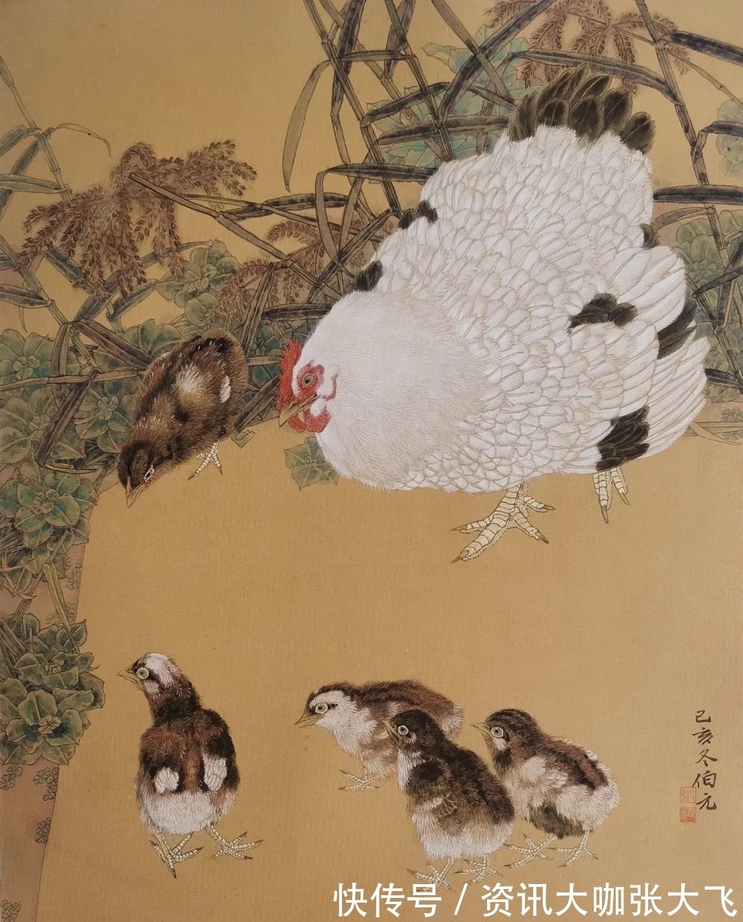 乡土|中国画|邓伯元的花鸟画,极富乡土气息,他笔下的鸡,栩栩如生!