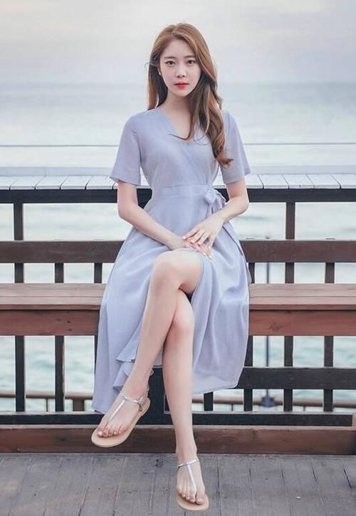 高跟鞋 美女性感高叉长裙,优雅气质满分,太有感觉!