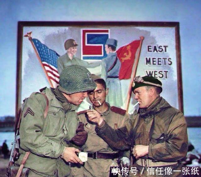 笔直|二战彩色老照片遭俘虏的德军士兵，笔直地站在美军士兵面前！