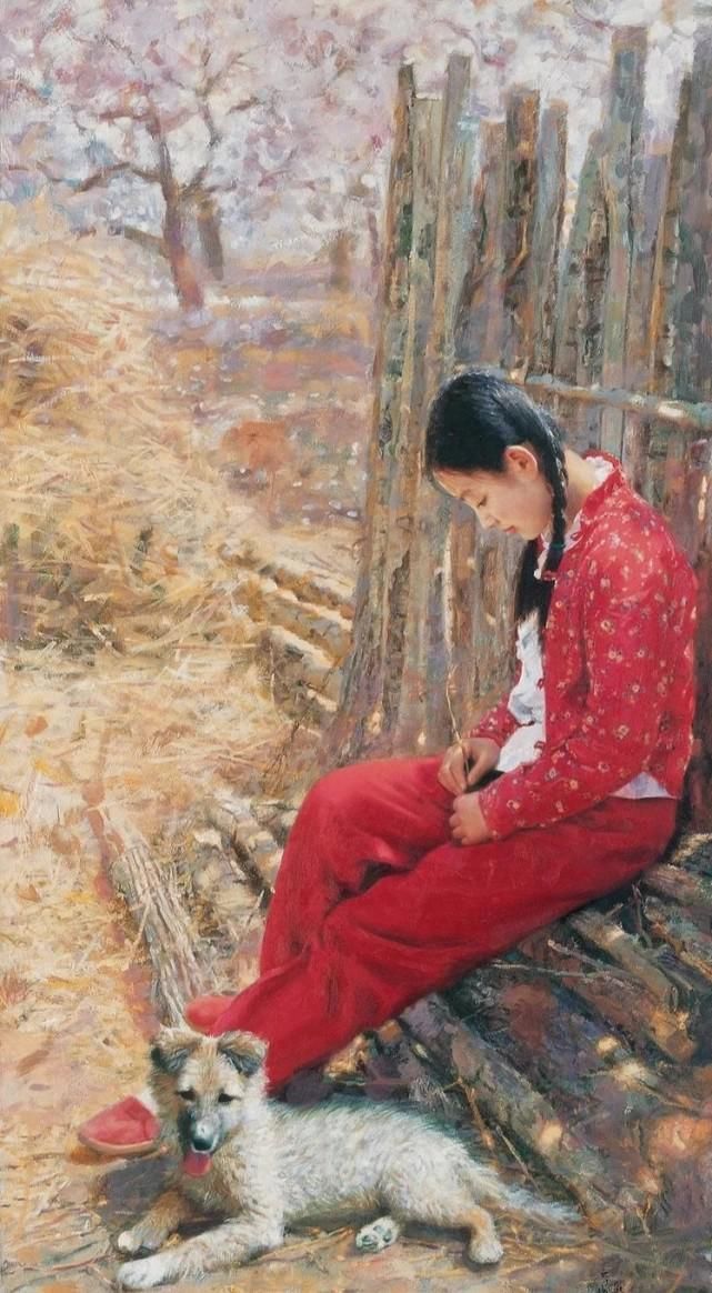油画|他的油画单纯而不失丰富,将少女画得如此清纯