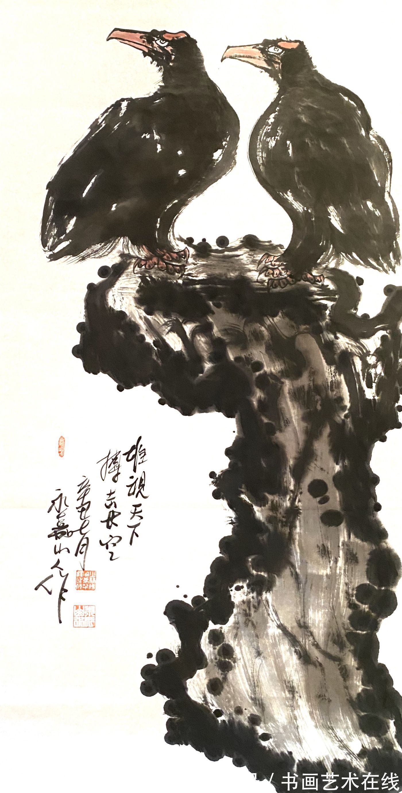 国画家#国画家、画鹰大家、指墨画艺术大师朱祖国——从未停止过对艺术的追求与探索