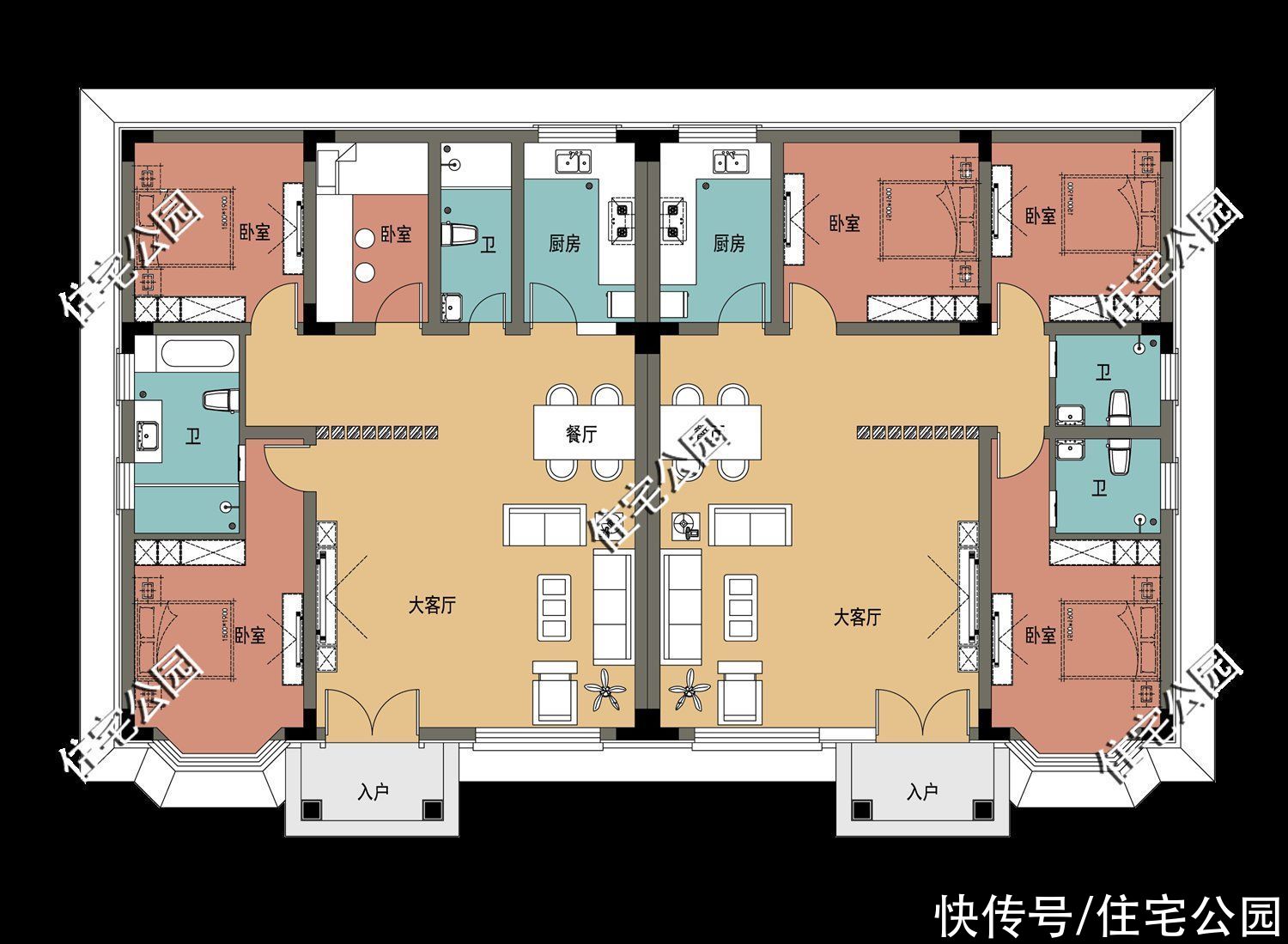 建筑面积|2021年就建这10套别墅吧，双拼设计太绝了，尤其是第6套特别实用