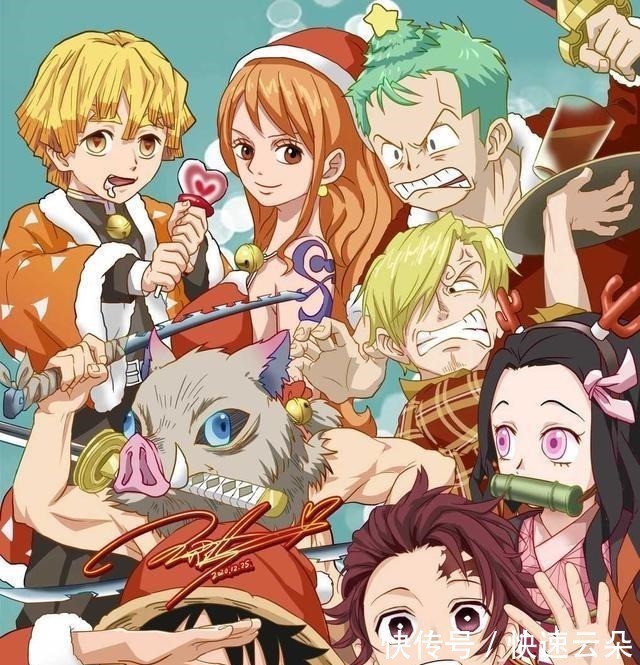 海贼王|海贼王X鬼灭之刃梦幻联动,猪突猛进伊之助抢走了索隆的三刀流