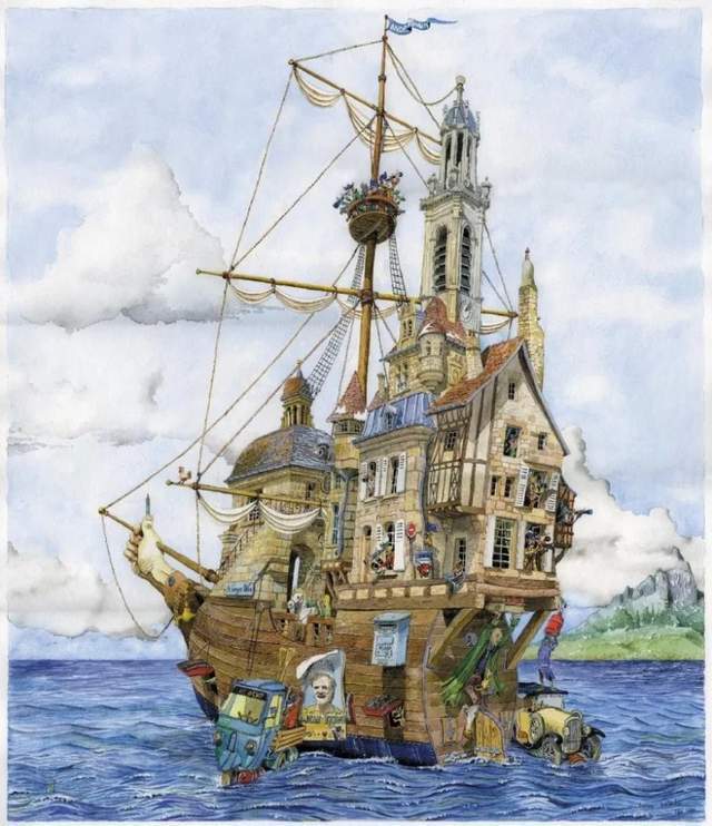 水彩&颇有想象力的插画:童话故事般的建筑水彩