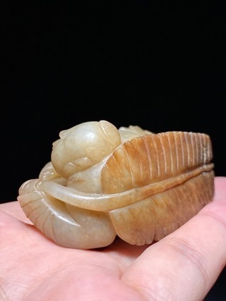 童子#清 和田玉籽料 童子击鼓