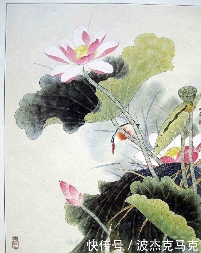 荷花@中国画荷花四幅：为了爱而画画，并非为了画画而画画