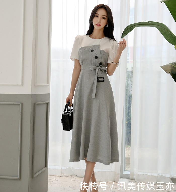 孙允珠：简式田园泥灰婉约清露百褶裙