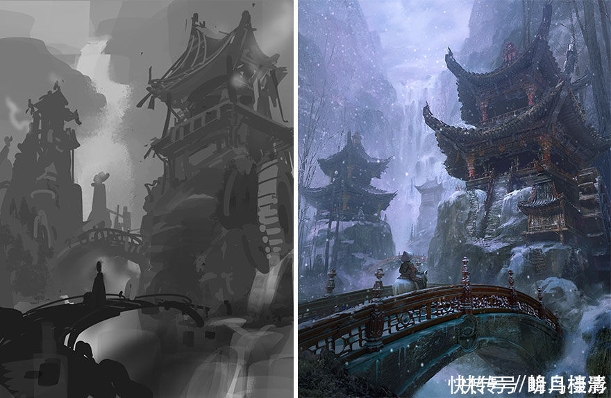 初稿|27个初稿与成品对比照,前后差距太大,网友:这是同一副画吗