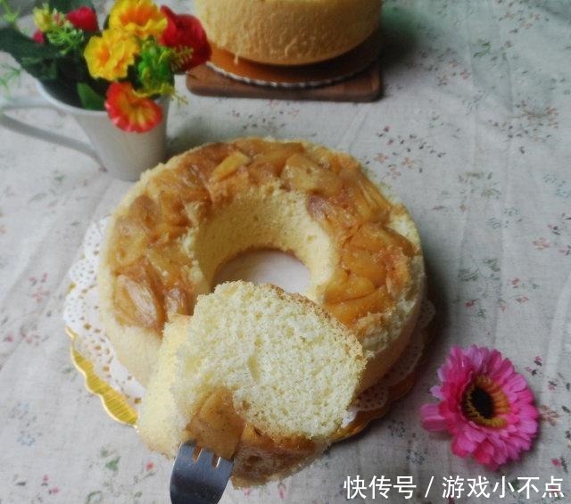 菠萝翻转海绵蛋糕,香软开胃,一学就会做法超简单的!