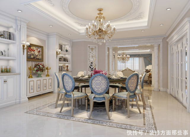 丰富性|164平米欧式五居室色调较暖,整体空间比较温馨