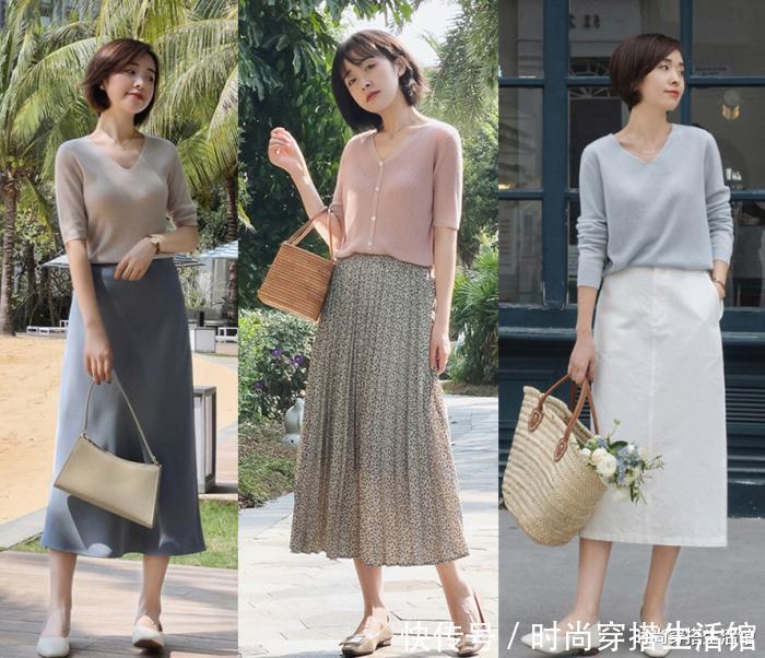 搭配|被这位博主惊艳了,这么穿“针织衫+半裙”,简简单单就很气质