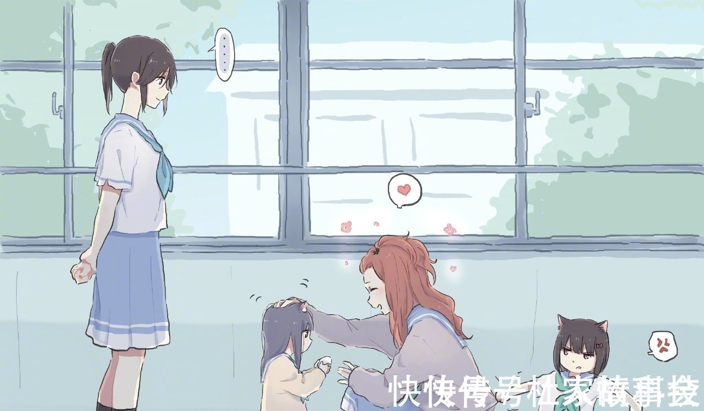 猫咪|上厕所被猫咪围观,画师大佬把这个场景用动漫的方式画了下来