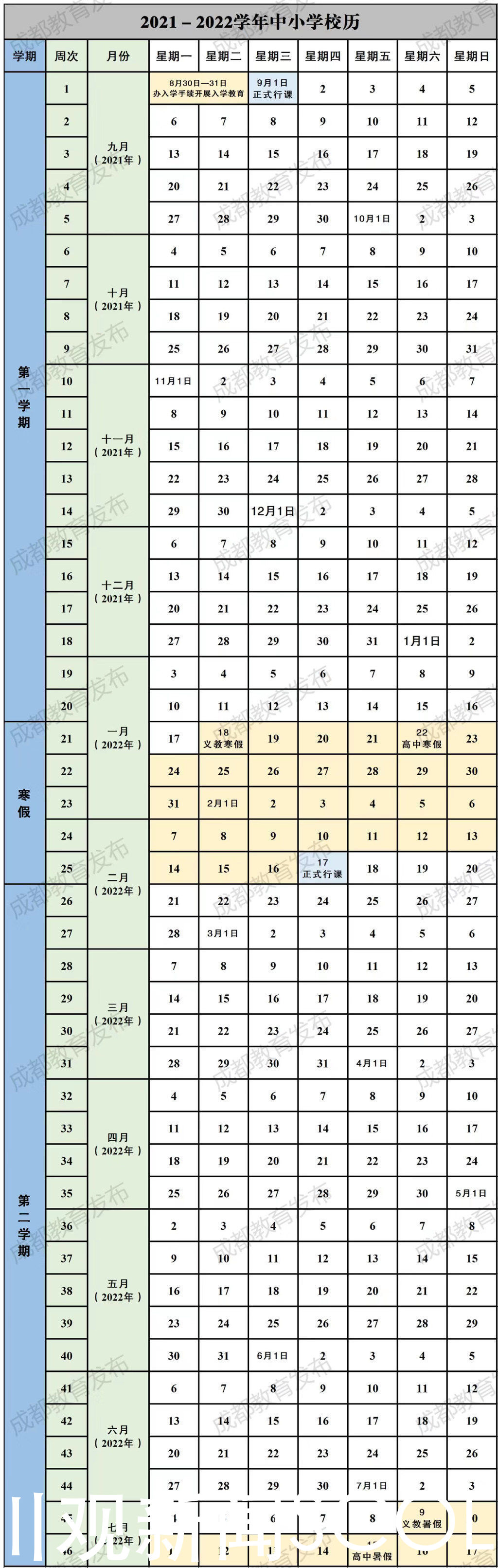 川观|成都中小学9月1日开学 明年1月18日放寒假