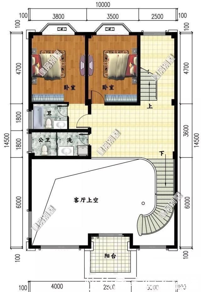 平面图|3栋面宽10米的自建房,都用到弧形楼梯,乡村生活也会让人羡慕