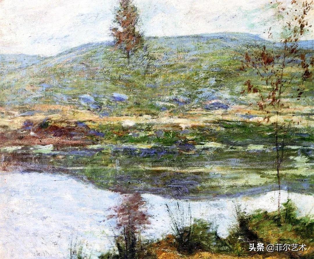 构图#这幅油画作品有着独特精致的构图,以及柔美优雅并带有诗意的风景