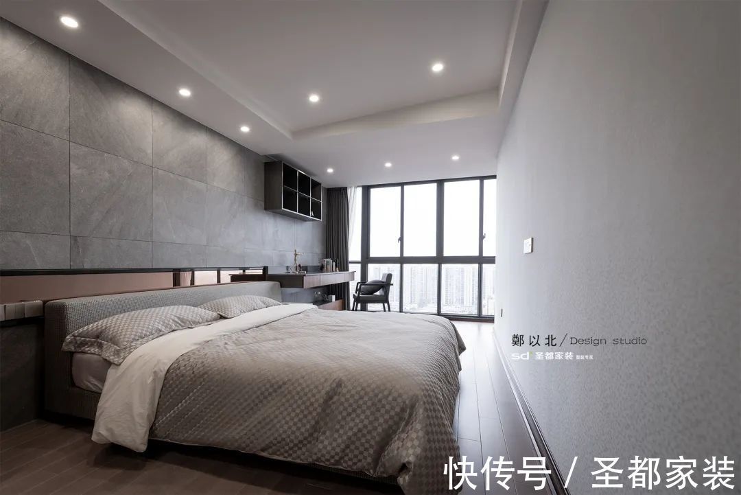餐厅|184㎡冷灰白现代跃层,打通阳台让客餐厅扩大2倍,真香