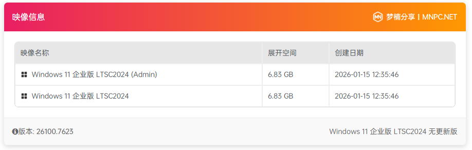 图片[1]-【不忘初心】Windows11 LTSC2024（26100.7623）X64 无更新[纯净精简版][2.61G](2026.1.16)-绿软否