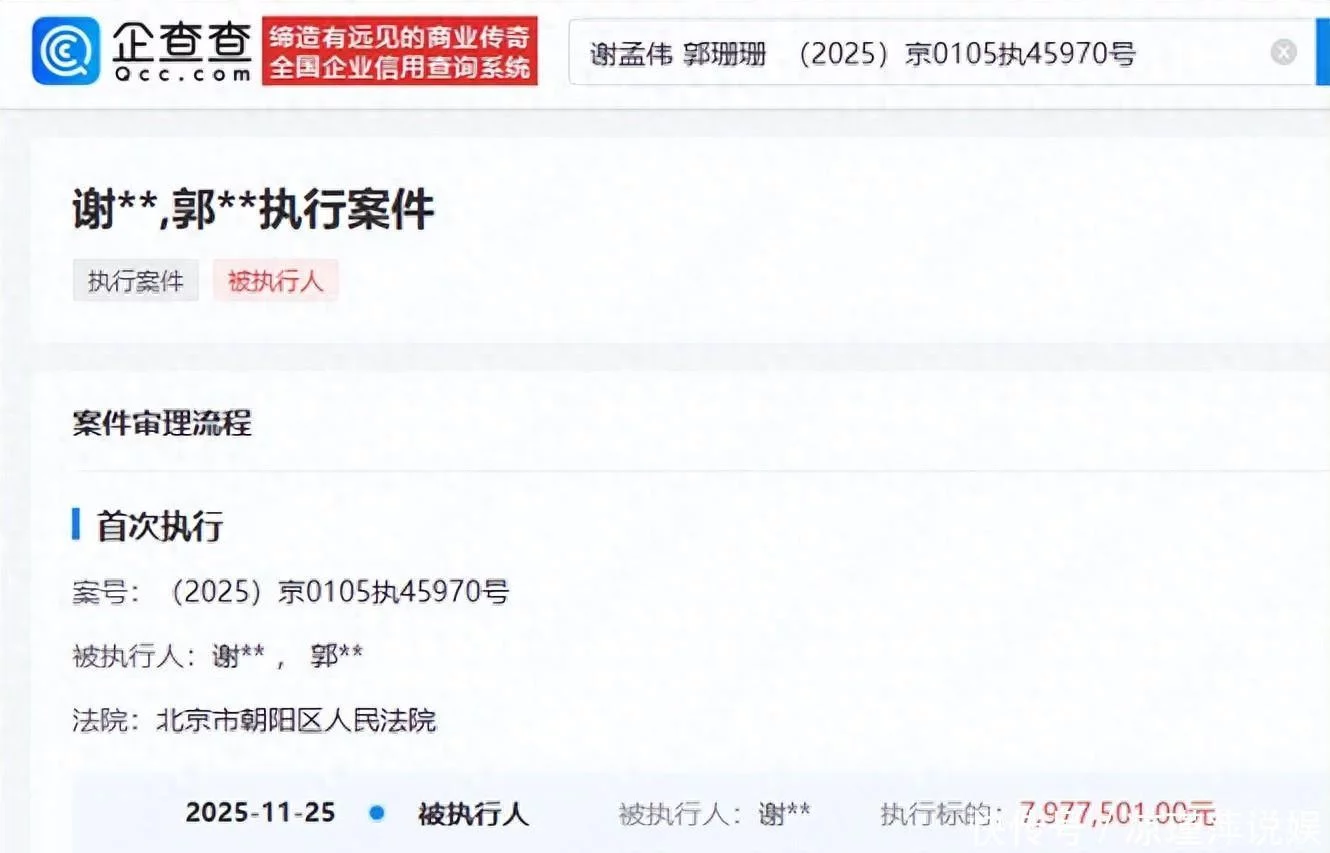 <p>近日，网传嘎子哥夫妇再次被执行 797.75 万元。此前，谢孟伟曾因被执行超1400万，累计执行金额已突破 2100 万元！夫妻两人已经被限制高消费。</p><p>都说明星挣钱，去直播不丢人，但连演员都不做，光捞钱的明星如今也不少了。谢孟伟凭借《小兵张嘎》，家喻户晓，童星出道的他，有了名气，长大后，在娱乐圈并不顺利。</p>